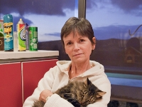 Lisa and Hermes in kitchen PB060066